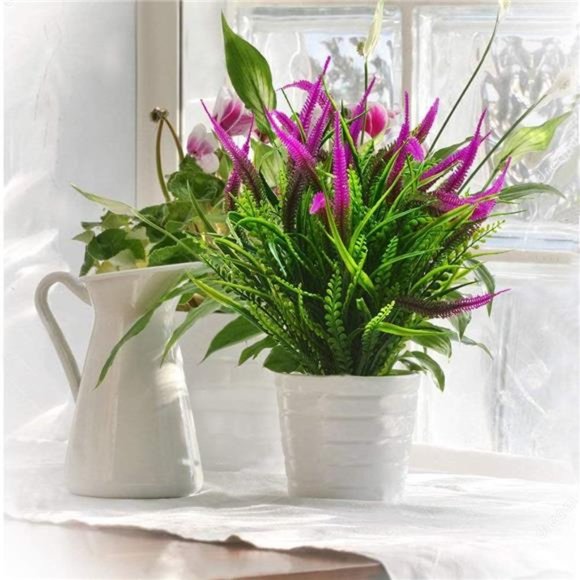 Artificial Outdoor Plant Flowers 8pcs Faux Plastic Plant Fake Flower UVResistant - Picture 3 of 7